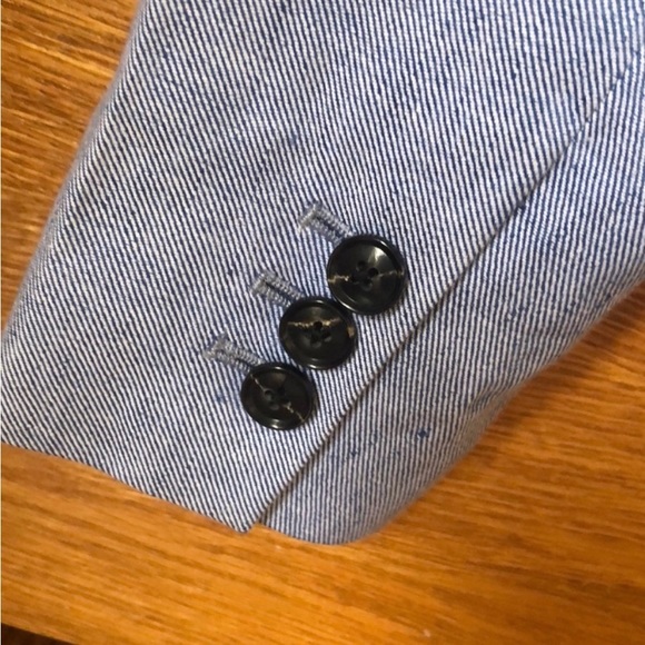 Banana Republic Blue Linen Blazer Classic Fit Chambray Suit Jacket Jcrew Gap 4 - Picture 5 of 5
